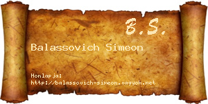 Balassovich Simeon névjegykártya